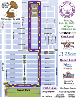 Krewe of Good Friends of the Oaks Parade Route